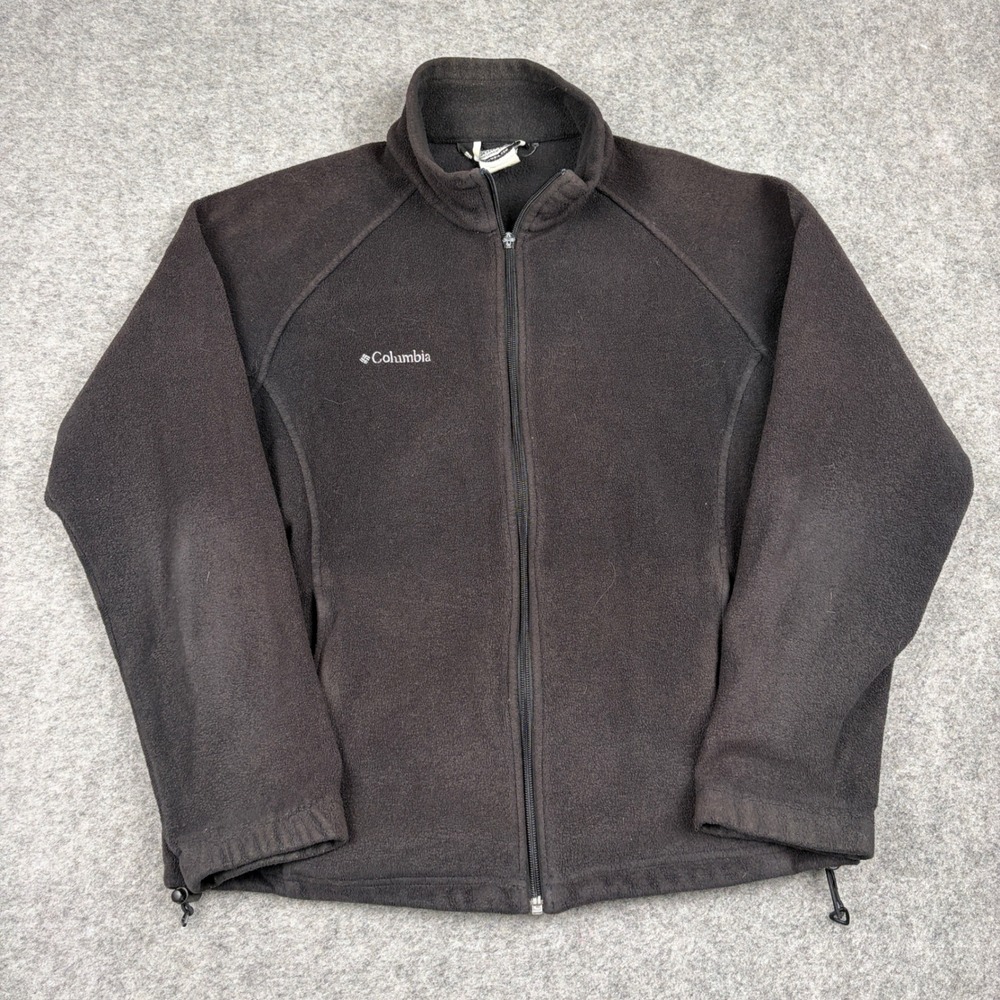 Columbia Fleece Jacket Womens Large Black Full Zip Outdoor Hiking Gorpcore